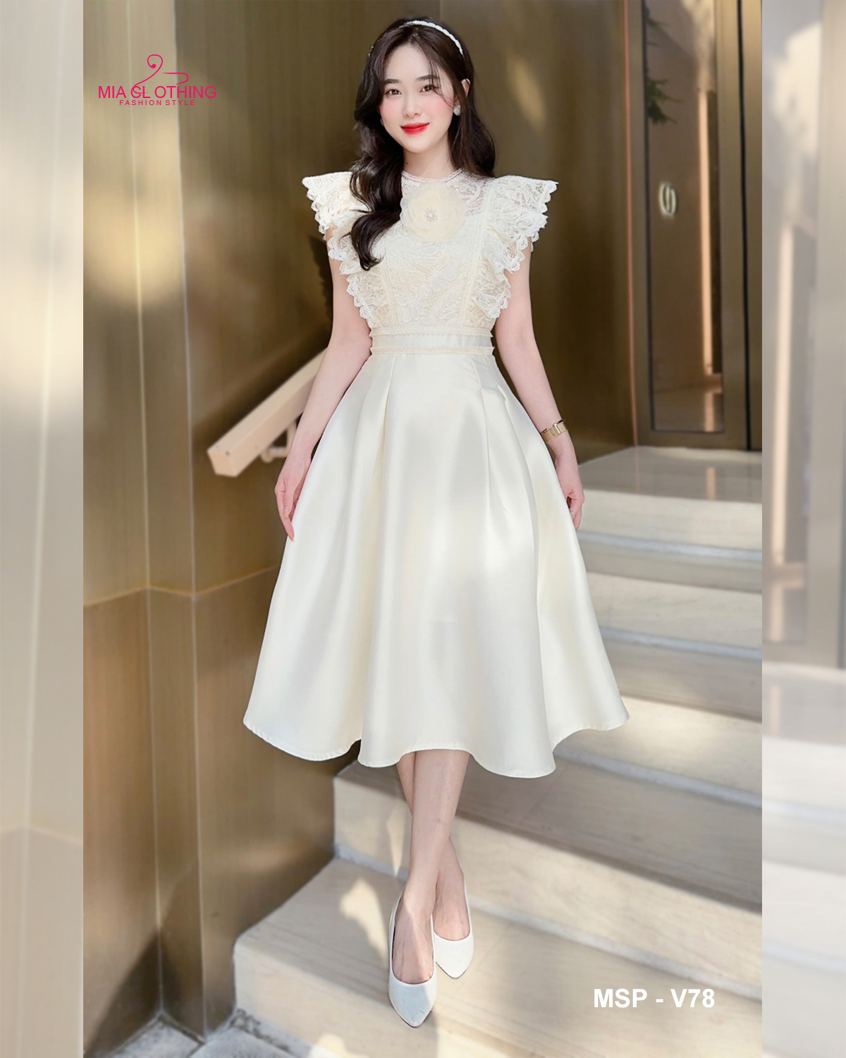 [ HẾT HÀNG ] Đầm dự tiệc tafta phối ren sang trọng và tinh tế