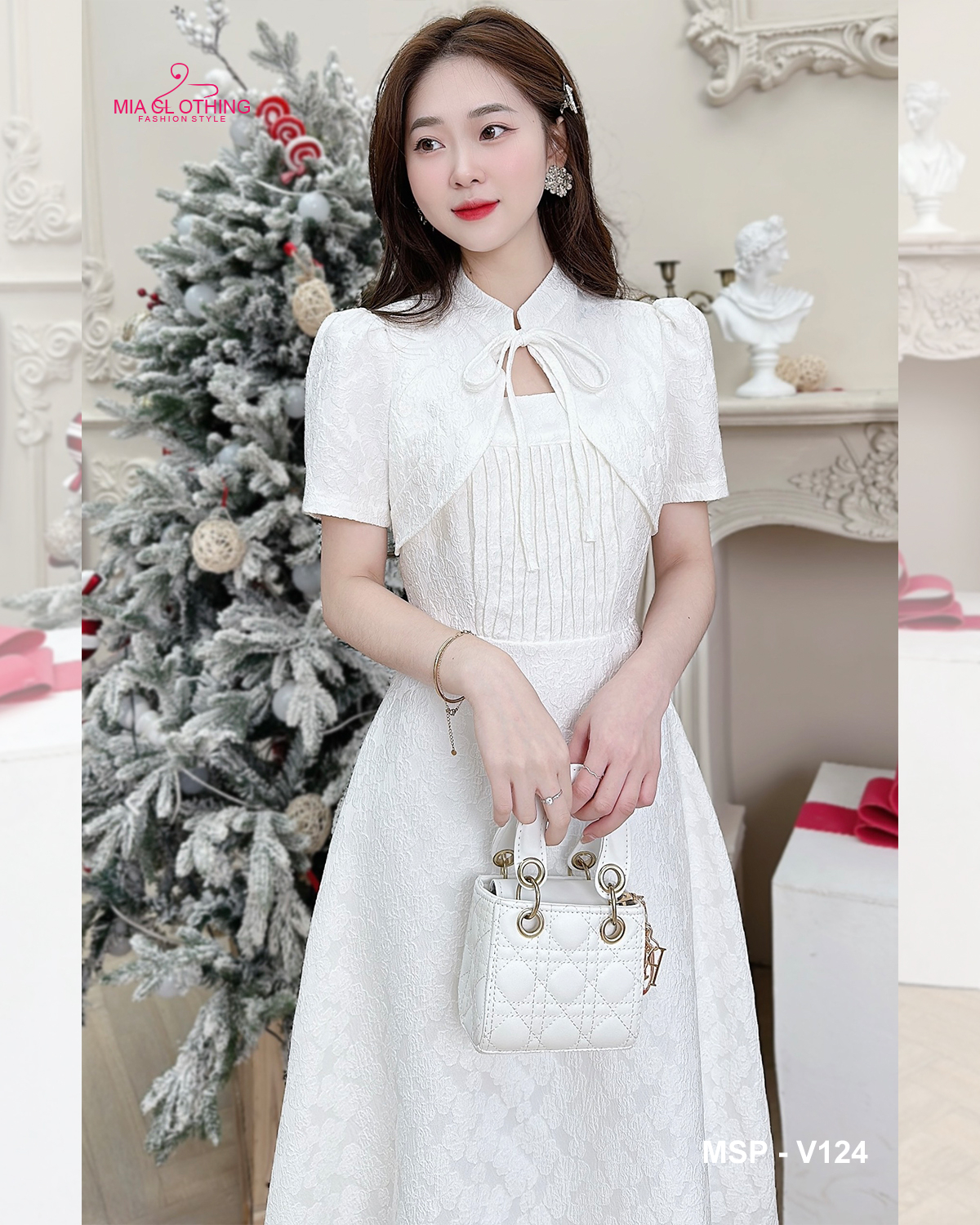 [ HẾT HÀNG ] Váy gấm xốp thiết kế, đa dụng, tiểu thư thanh lịch 3