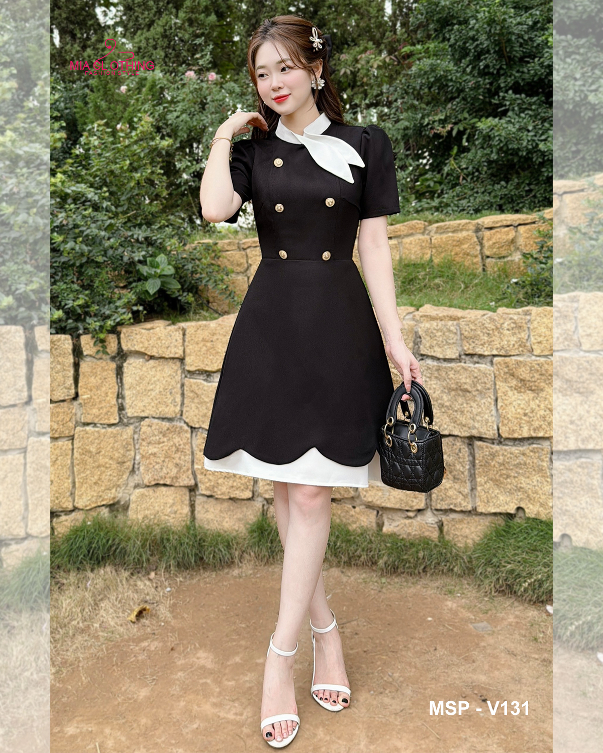 [ HẾT HÀNG ] Váy chéo hàn thiết kế phối cổ tiểu thư xinh xắn