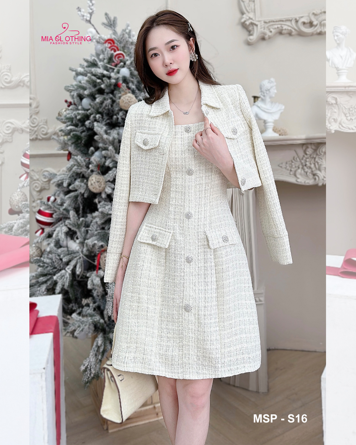 Set bộ dạ tweed thiết kế tiểu thư thanh lịch sang trọng 3