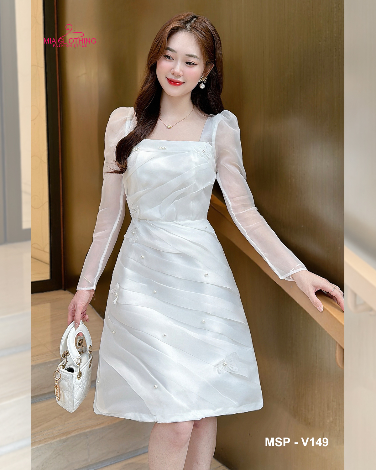 [ HẾT HÀNG ] Đầm voan thiết kế xếp li và đính kết thủ công tinh tế