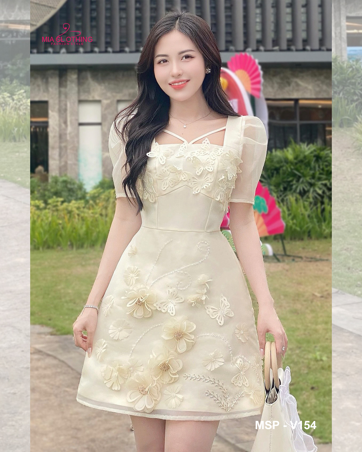 [ HẾT HÀNG ] Đầm voan kính thiết kế sang trọng, đính kết thủ công tinh tế