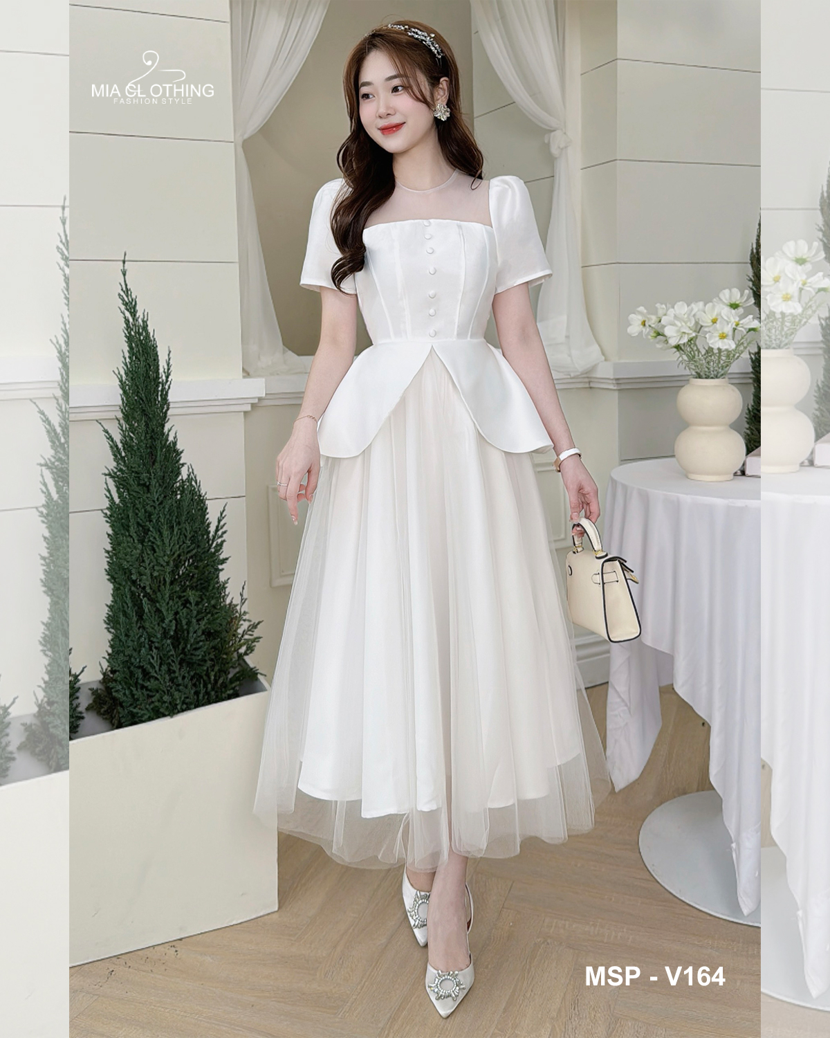 [ HẾT HÀNG ] Váy thiết kế tafta phối lưới sang trọng cho nàng đi tiệc 