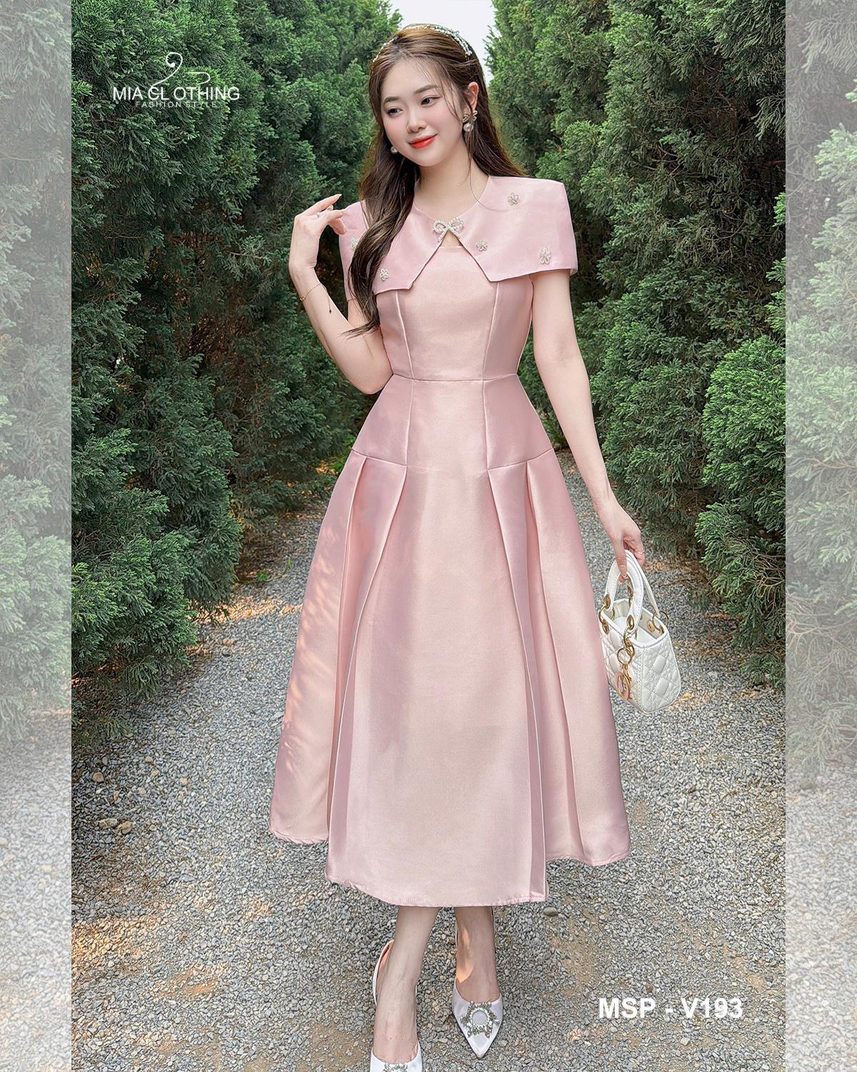 [ HẾT HÀNG ] Váy tafta thiết kế dự tiệc, đính đá dây vai sang trọng và tính tế