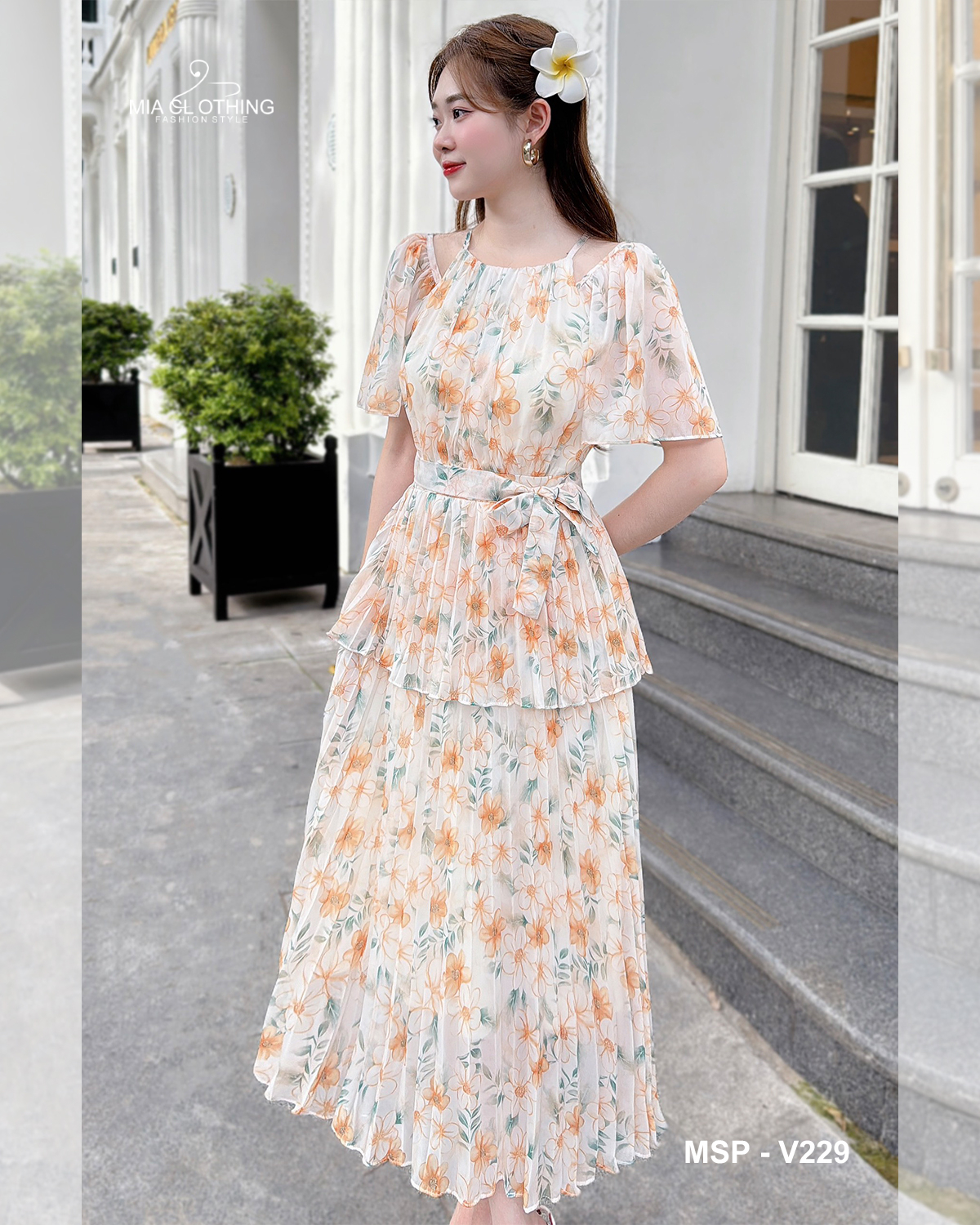 Váy tơ dập ly thiết kế nhẹ nhàng nữ tính 2