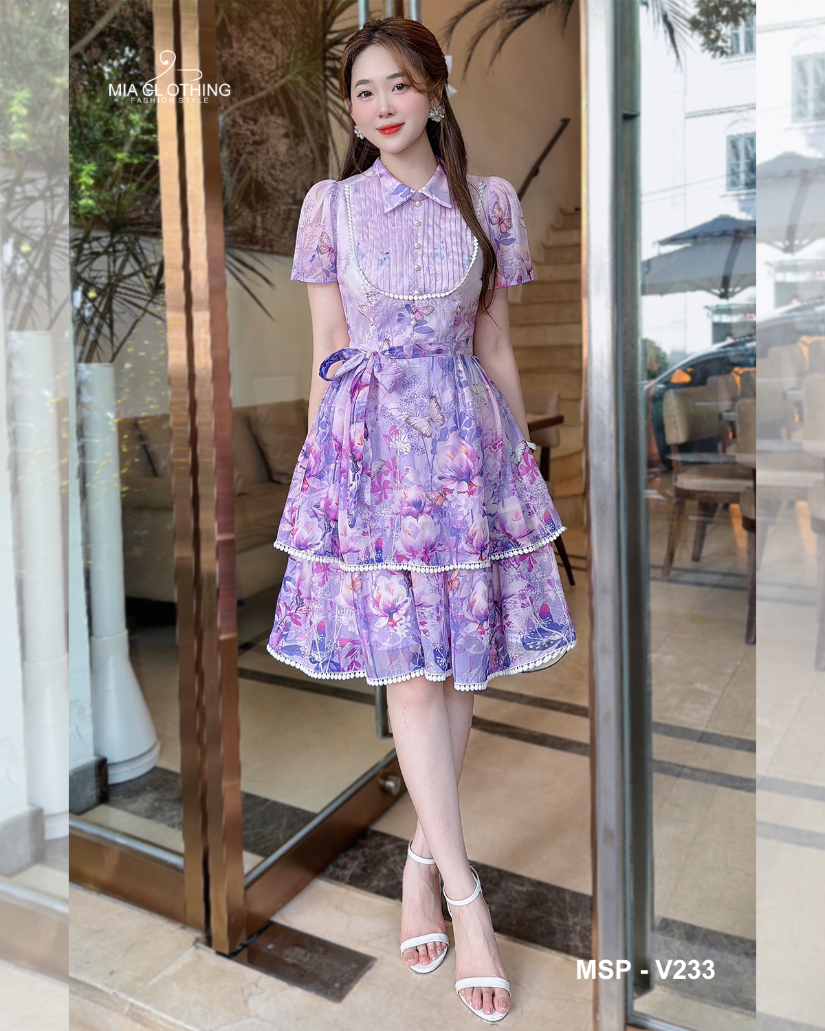 [ HẾT HÀNG ] Váy tơ tầng thiết kế ngực xếp ly thanh lịch và nữ tính