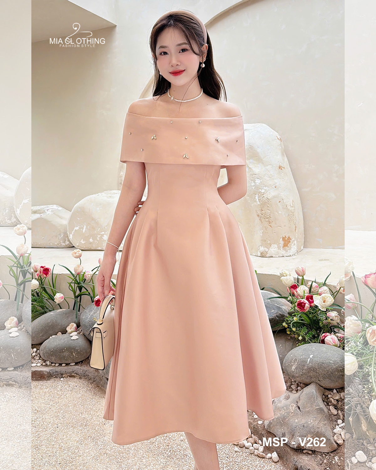 [ HẾT HÀNG ] Váy tafta đính đá thiết kế thanh lịch và sang trọng