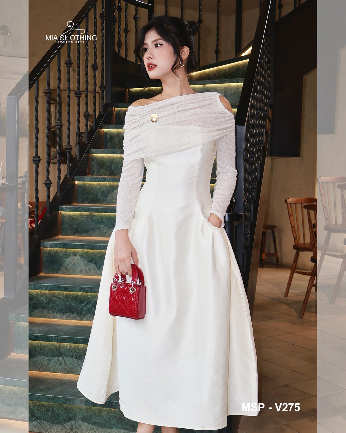 [ HẾT HÀNG ] Váy thiết kế dự tiệc tafta phối lưới tiểu thư sang trọng