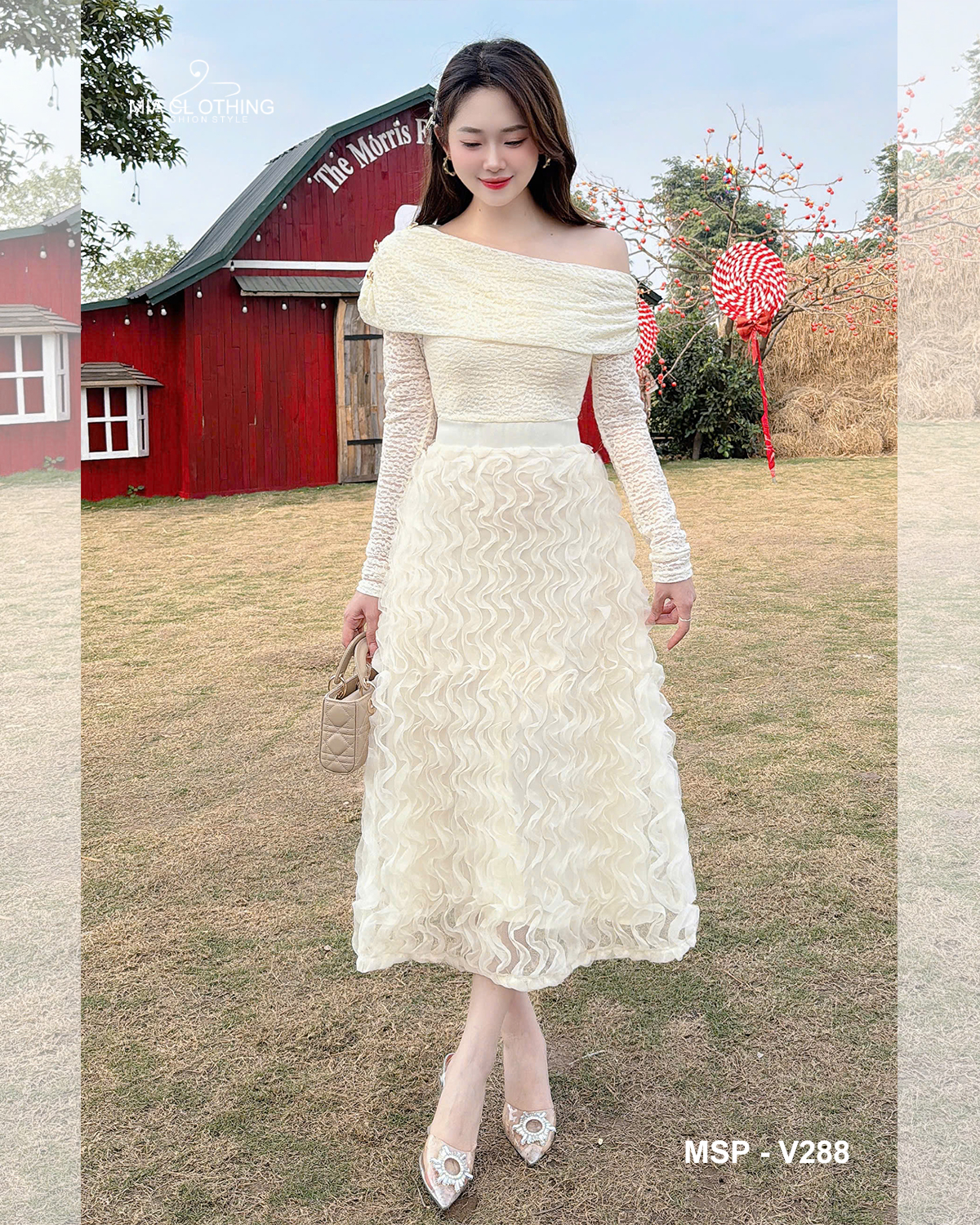 [ HẾT HÀNG ] Váy ren phối ren sóng thiết kế tiểu thư thanh lịch và sang trọng