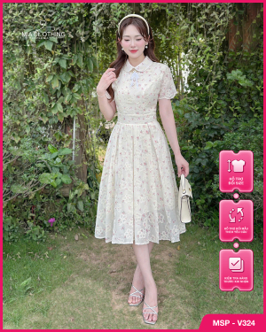 Váy boil thiết kế hoạ tiết thêu hoa sang trọng và thanh lịch