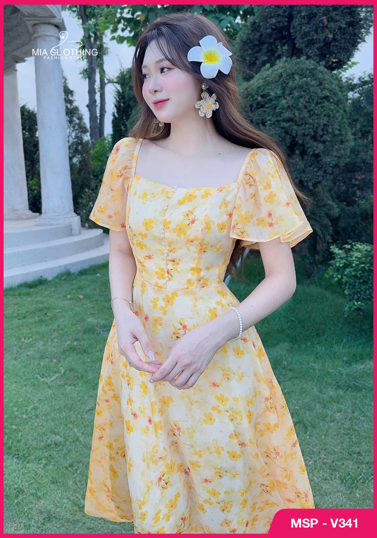 Váy tơ hoa nhẹ nhàng tiểu thư đi chơi đi du lịch  3