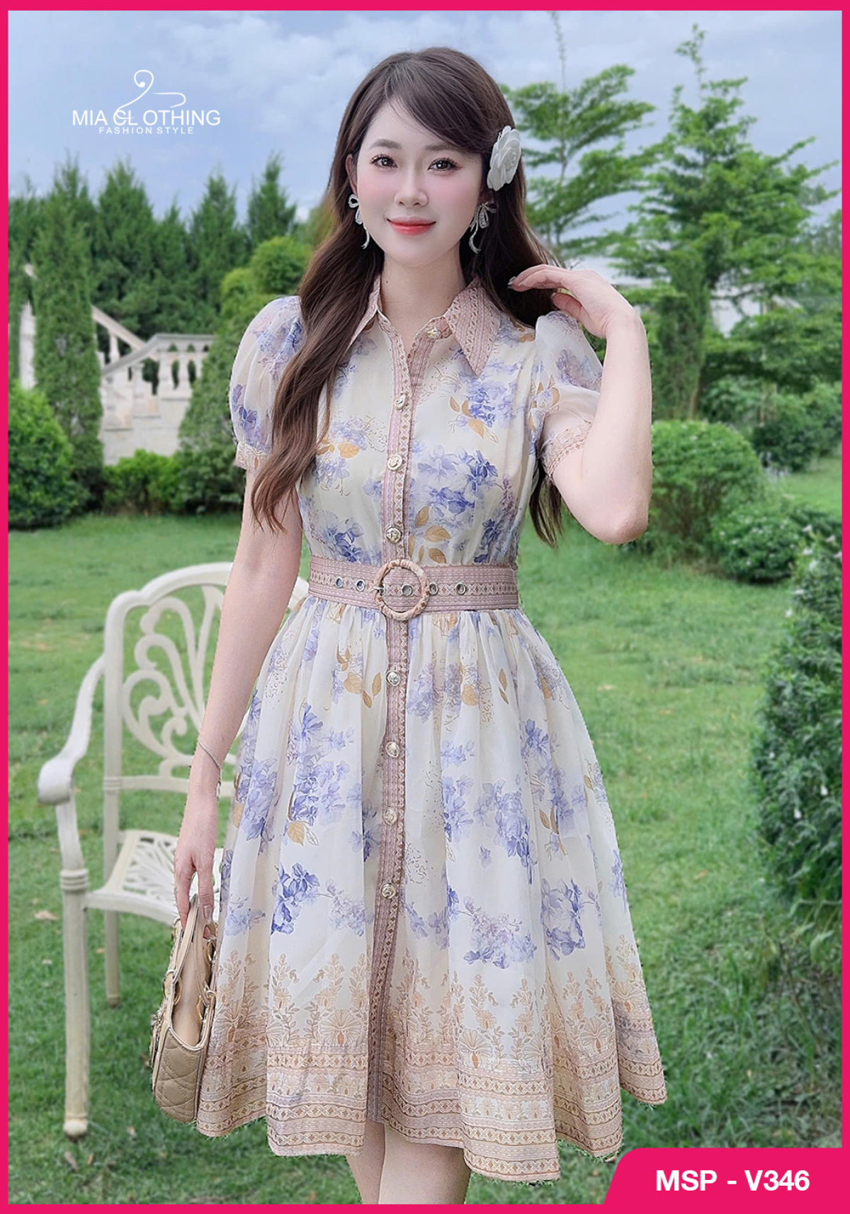 Váy tơ óng thiết kế hoa 3d sang trọng và thanh lịch 2