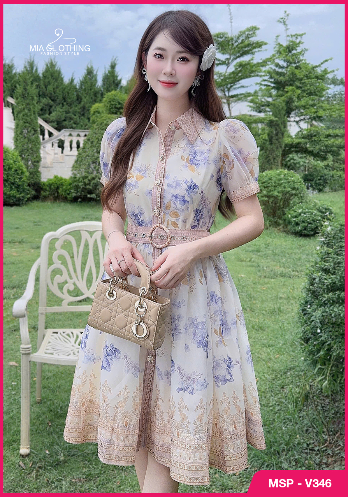 Váy tơ óng thiết kế hoa 3d sang trọng và thanh lịch 3