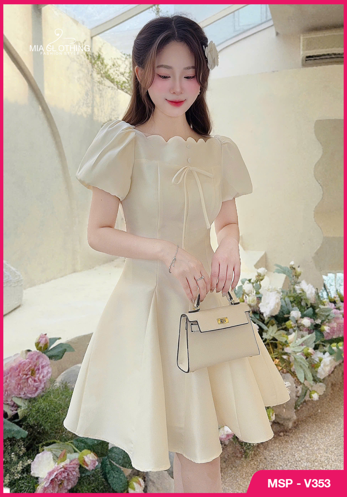 Váy tafta cổ sóng thiết kế dự tiệc thanh lịch và sang trọng 3
