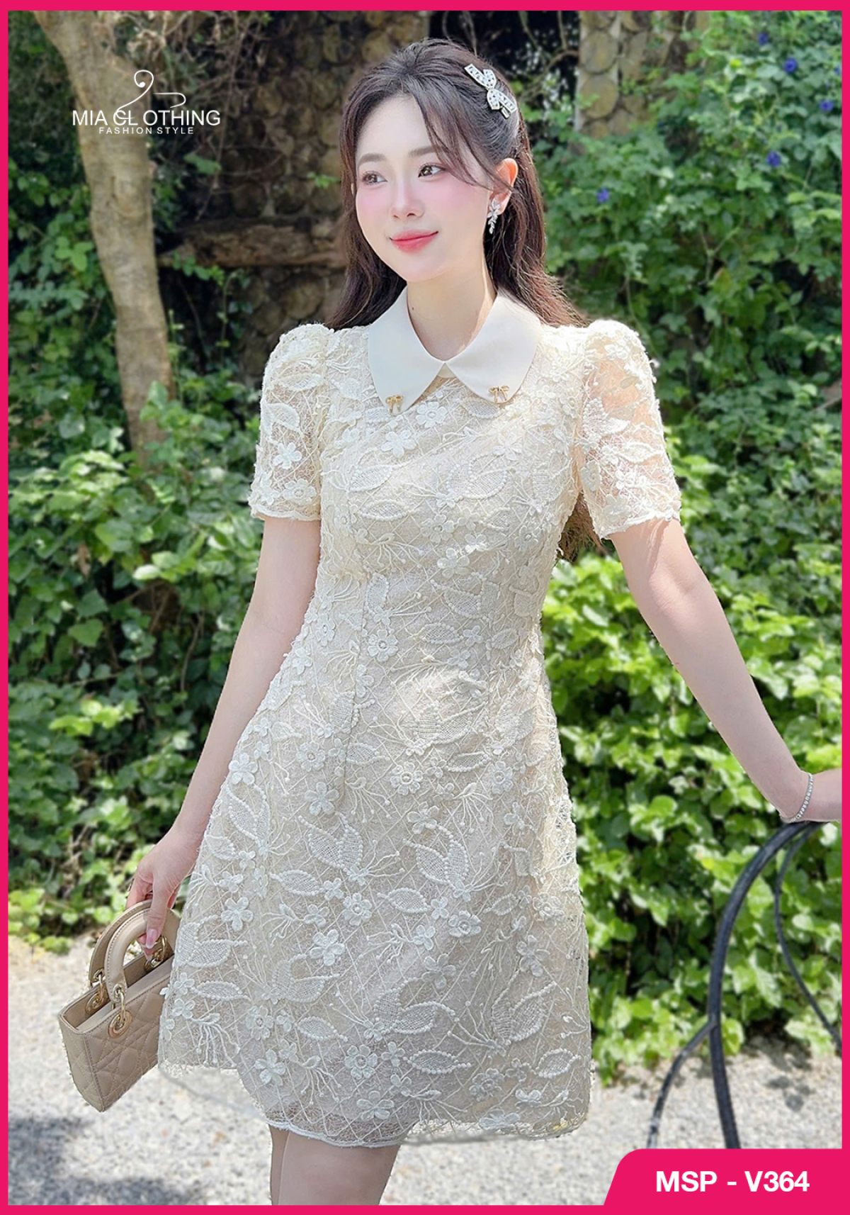 Váy ren họa tiết nổi thiết kế thanh lịch và sang trọng 2