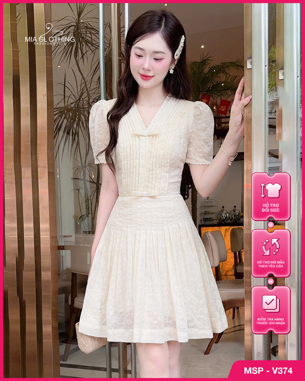 Váy ren xếp ly thiết kế trẻ trung cho nàng đi chơi, đi tiệc