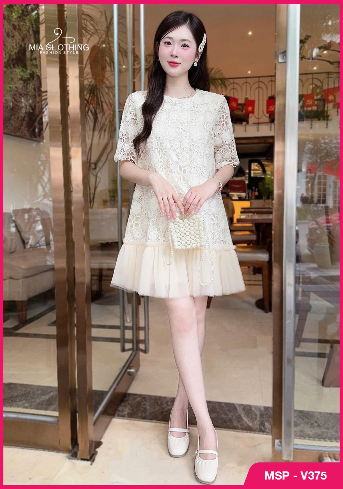 Đầm ren phối tơ thiết kế form suông sang xịn, thanh lịch 2