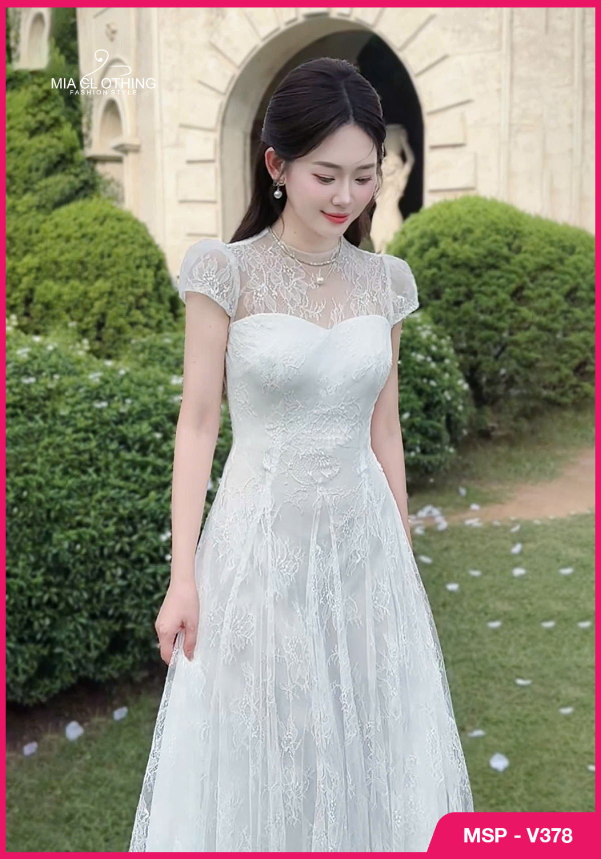 Váy ren chân lưới thiết kế tiểu thư dự tiệc sang trọng 2