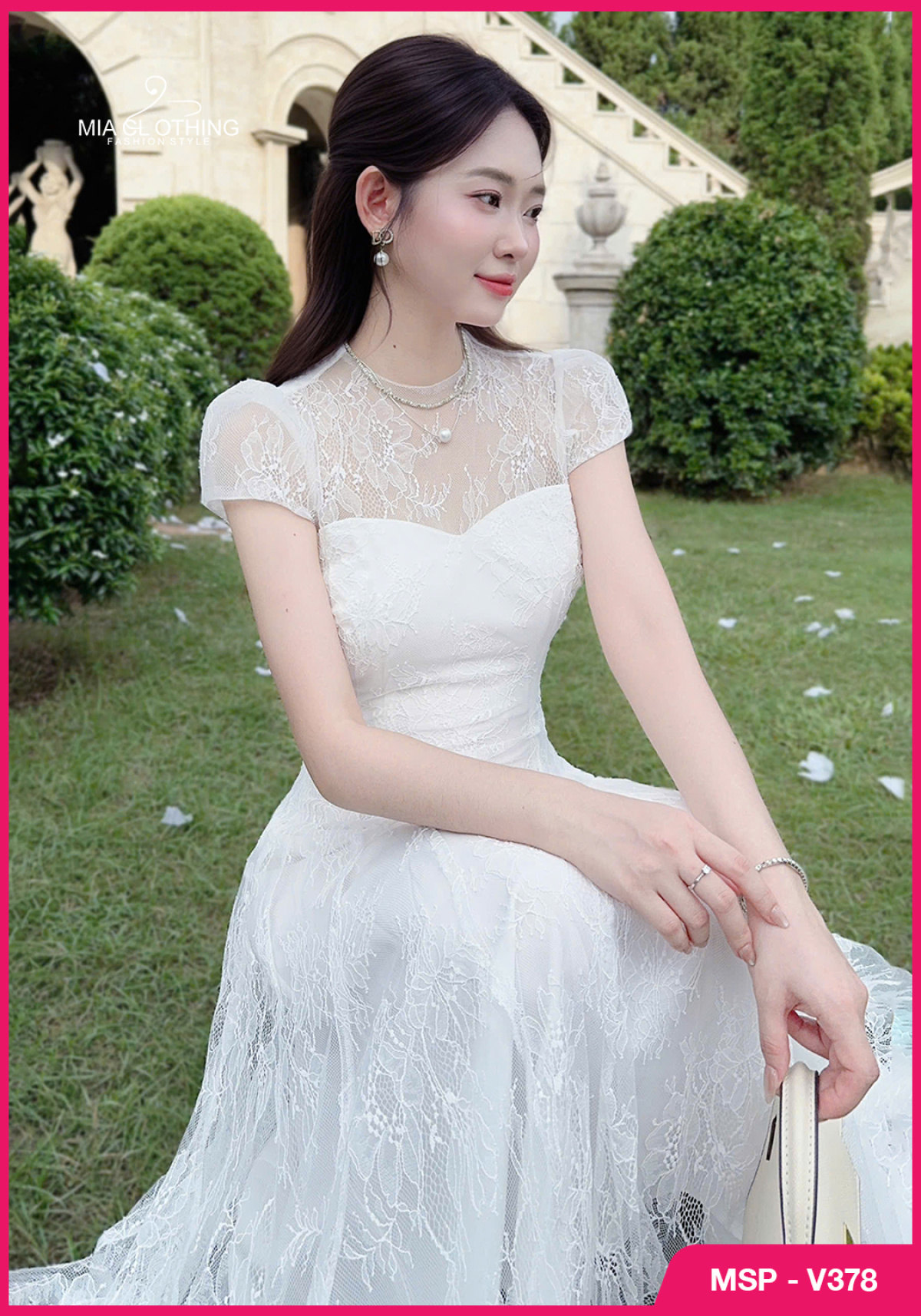 Váy ren chân lưới thiết kế tiểu thư dự tiệc sang trọng 3