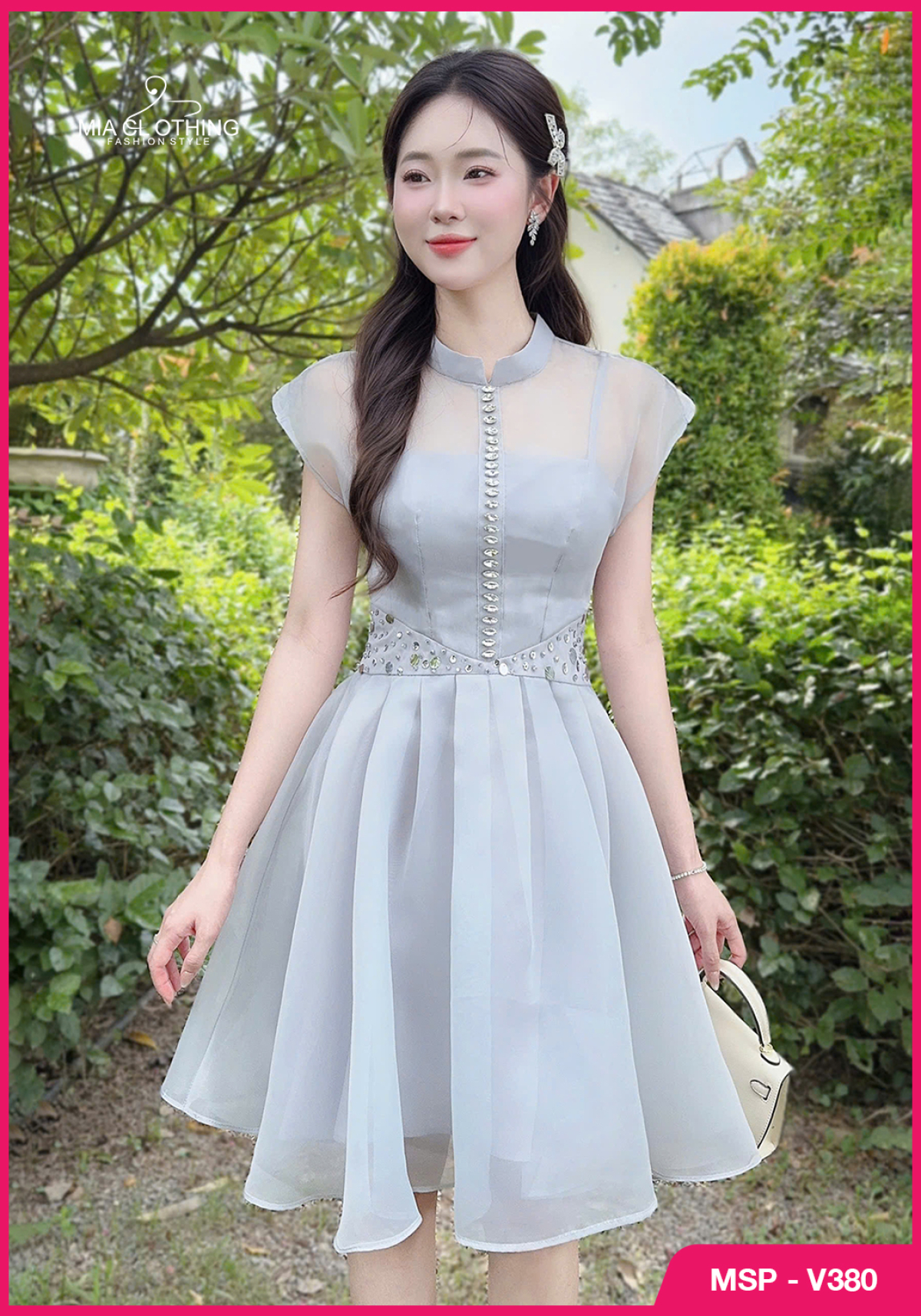 Váy voan kính đính đá thiết kế tiểu thư nữ tính, sang trọng 3