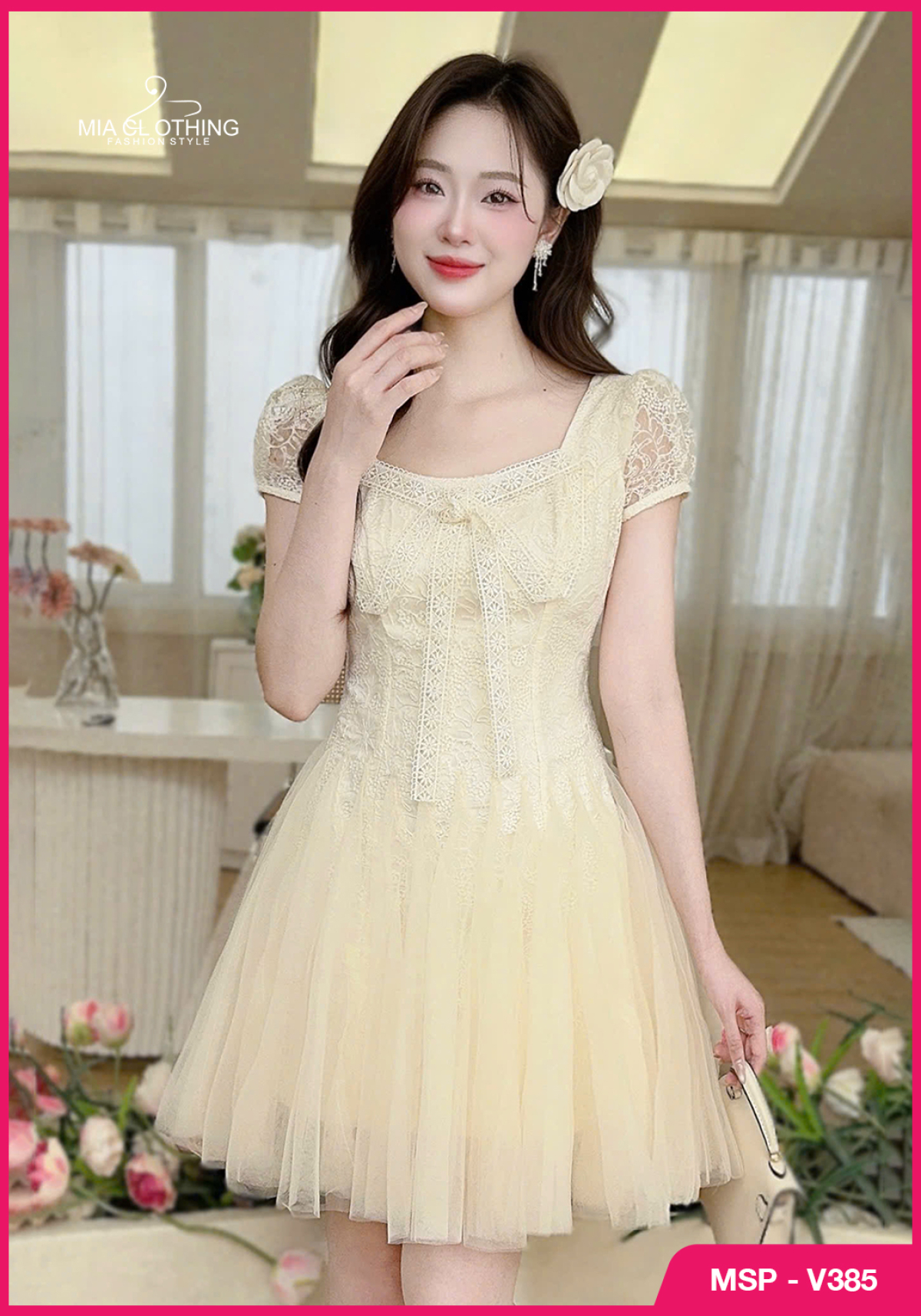 Váy ren phối chân lưới cao cấp thiết kế tiểu thư sang trọng 3