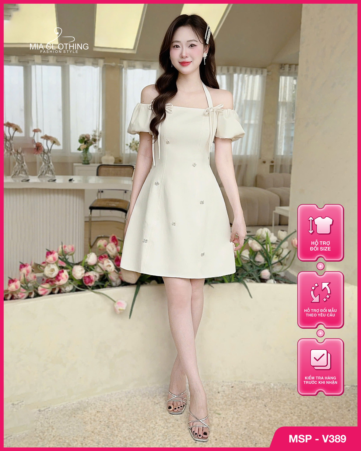 Váy chéo hàn thiết kế tiểu thư nhẹ nhàng ngọt ngào