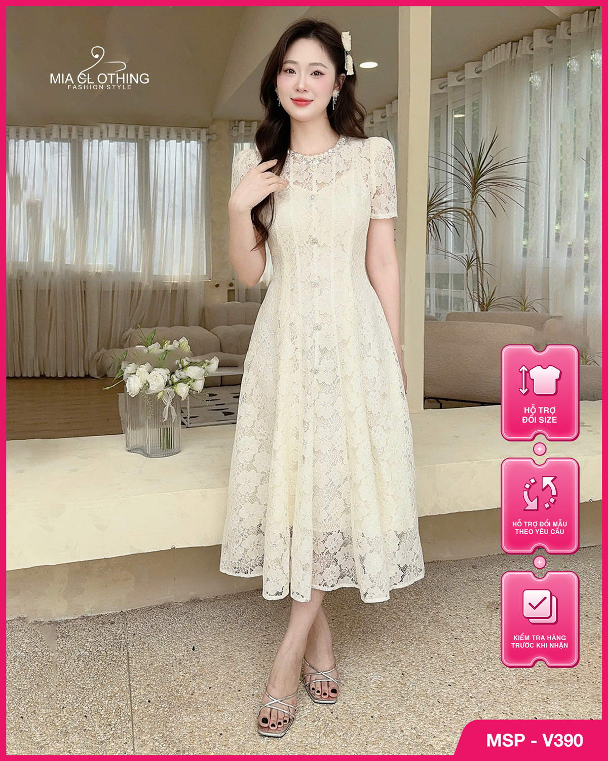 Váy ren cổ ngọc thiết kế danh riêng cho những việc tiệc quan trọng