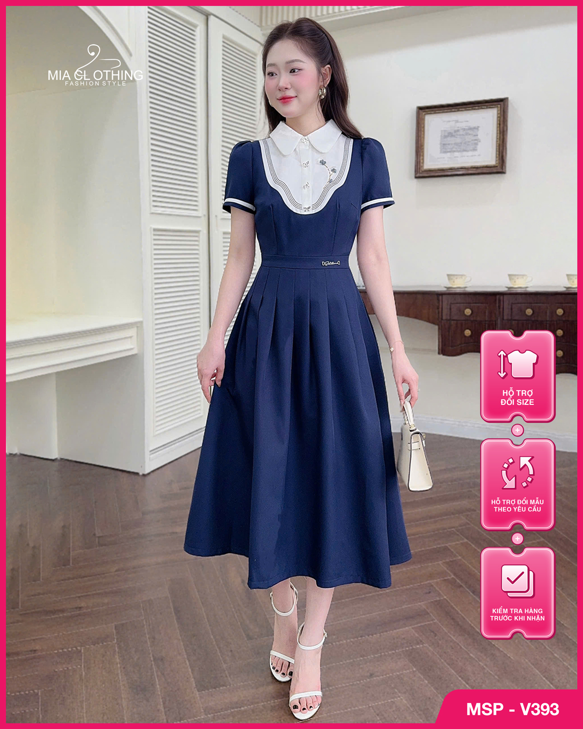 Váy thiết kế tiểu thư vải tuytsi cho nàng đi làm, đi tiệc 