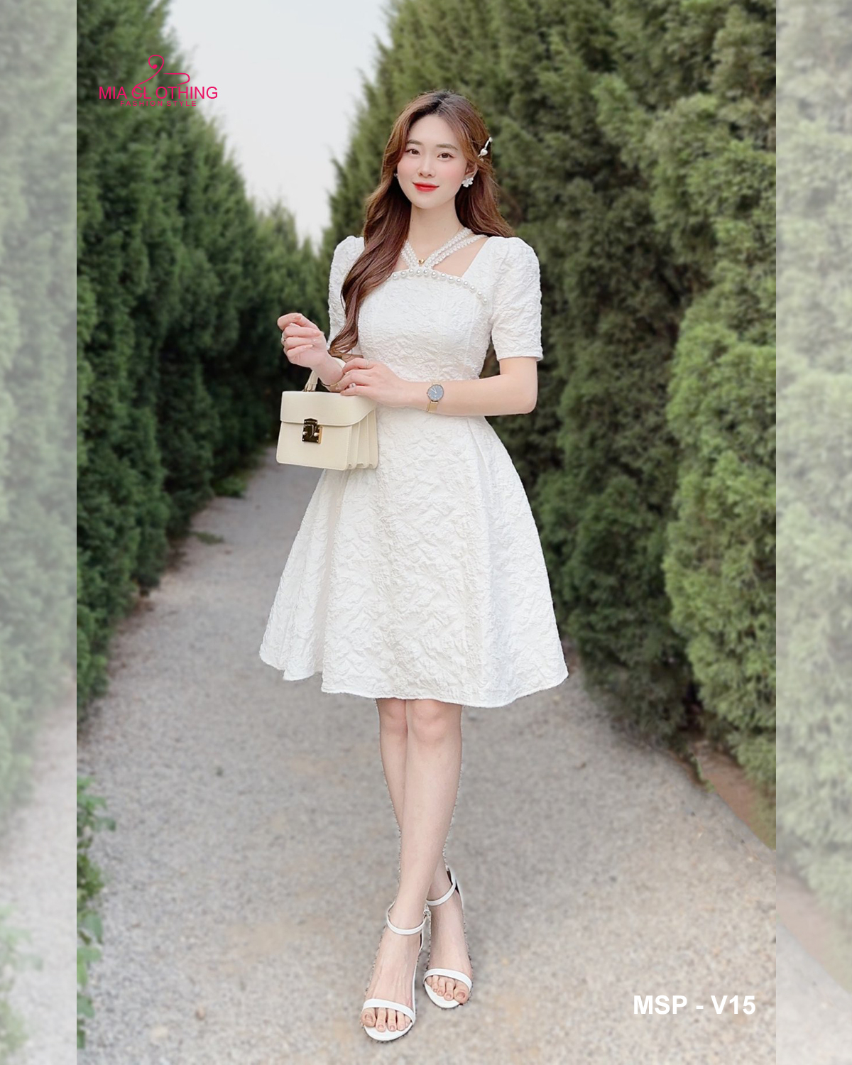 [ HẾT HÀNG ] Váy thiết kế đính dây ngọc tiểu thư thích hợp cho nàng đi chơi, đi tiệc