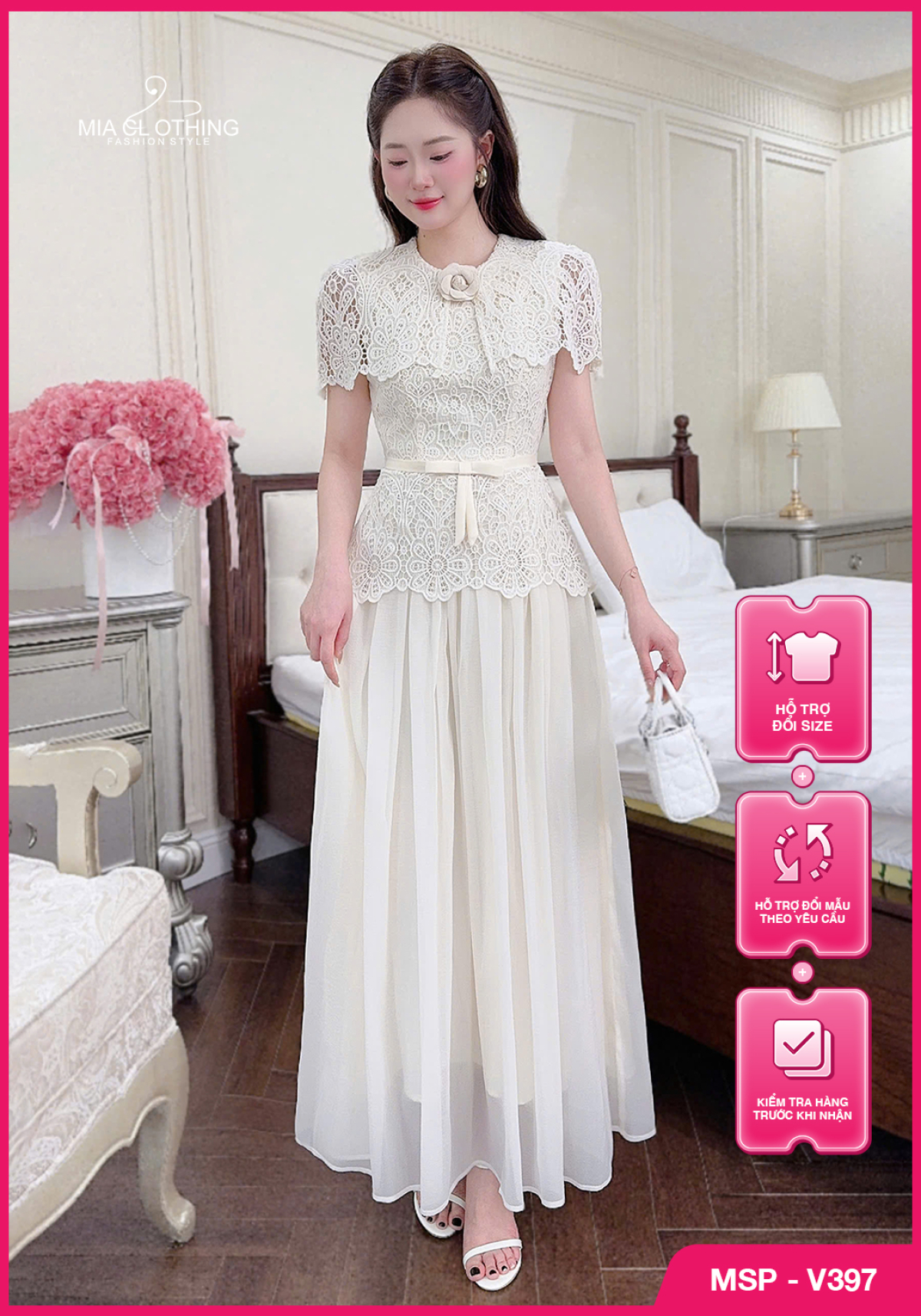 Váy ren cao cấp thiết kế tiểu thư thanh lịch và sang trọng 1