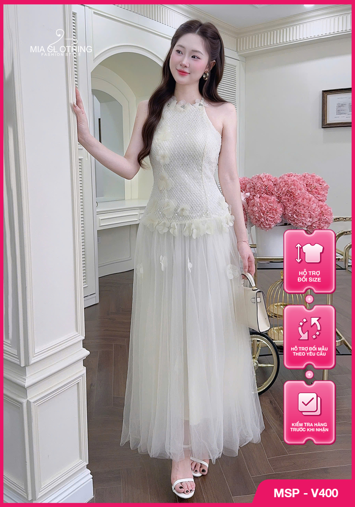 Váy kim sa phối lưới thiết kế tiểu thư dự tiệc sang trọng tinh tế 1