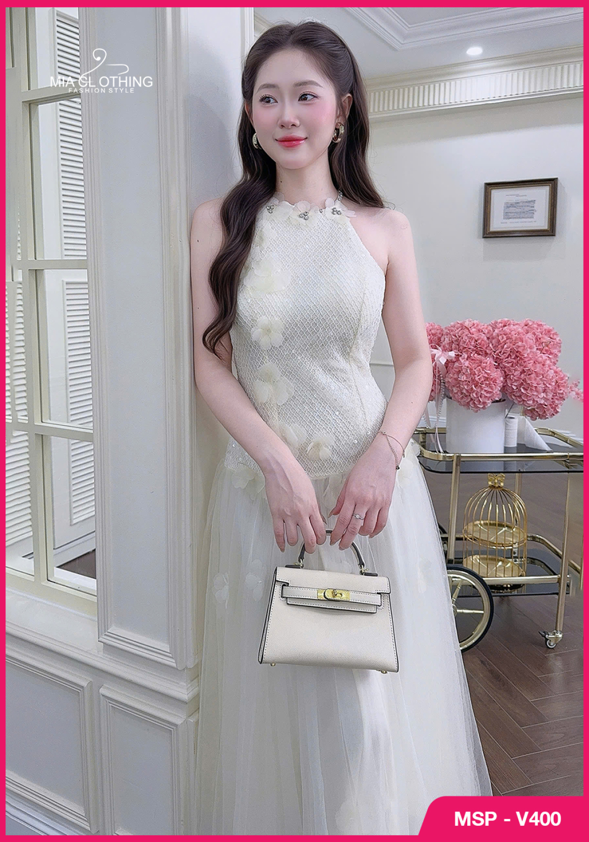 Váy kim sa phối lưới thiết kế tiểu thư dự tiệc sang trọng tinh tế 3