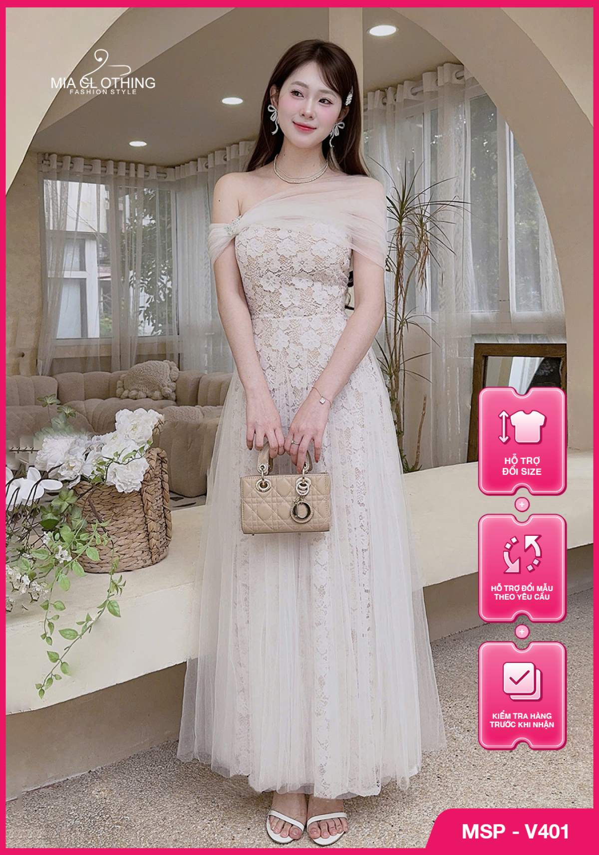 Váy ren phối lưới cao cấp thiết kế cho nàng đi tiệc sự kiện 1