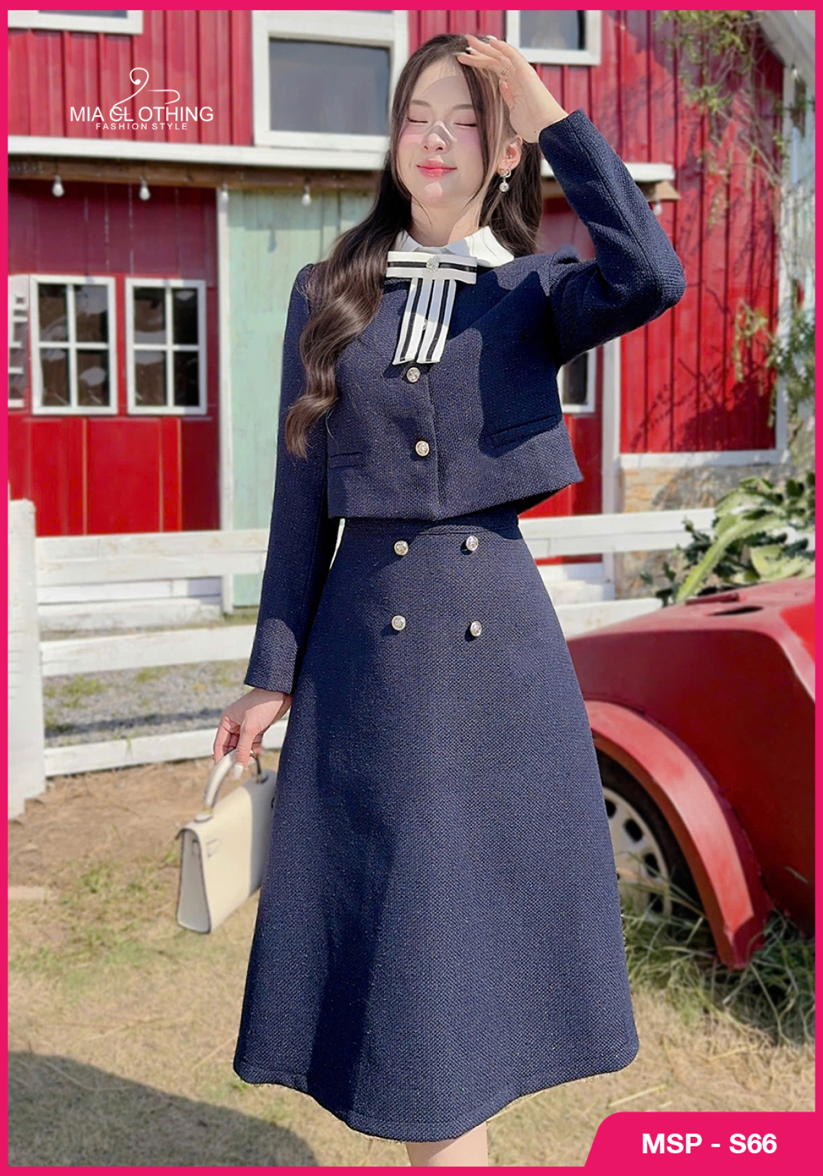 Set dạ áo kèm chân váy cao cấp thiết kế tiểu thư thanh lịch 3