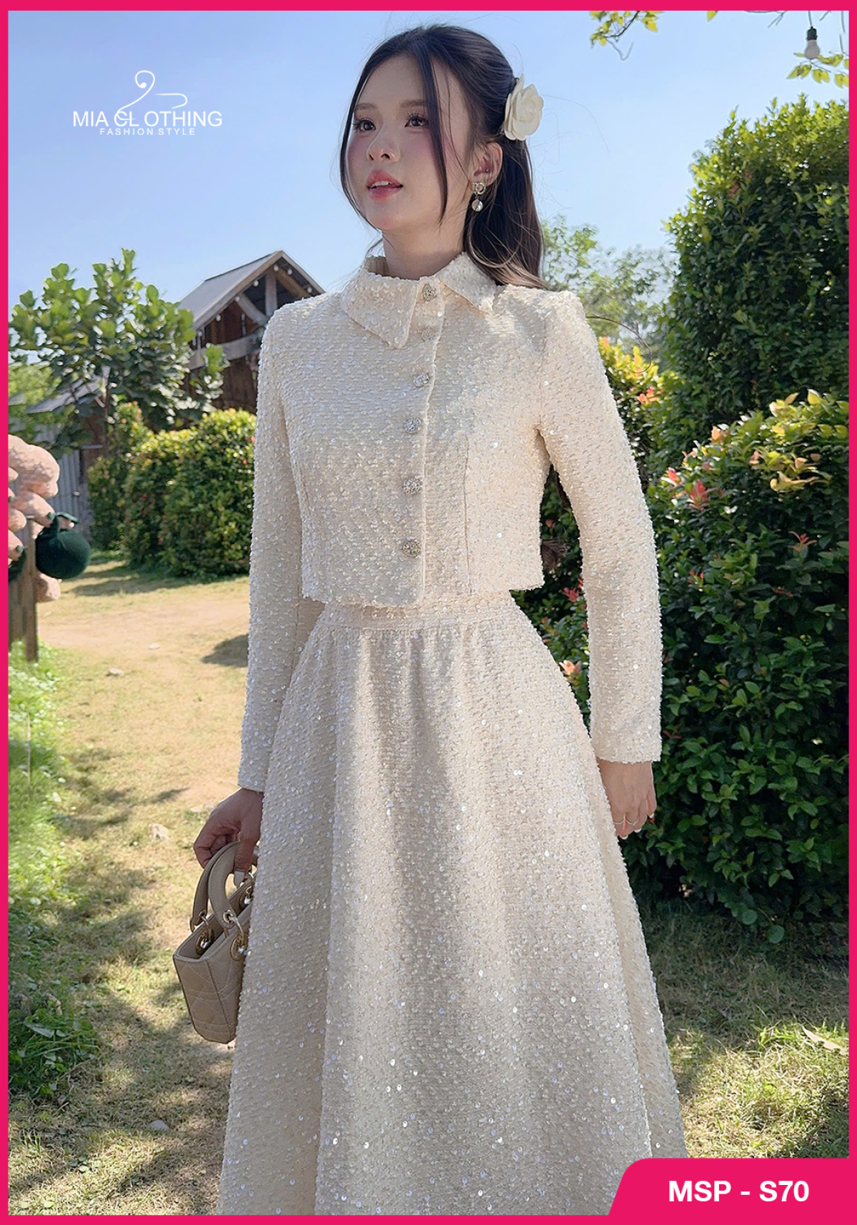 Set dạ nhũ kim sa thiết kế áo kèm chân váy cao cấp và thanh lịch 2