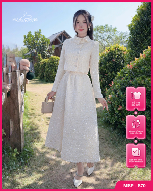 Set dạ nhũ kim sa thiết kế áo kèm chân váy cao cấp và thanh lịch