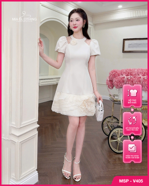 Váy chéo thiết kế chân hoa xếp sang xinh cho nàng đi tiệc