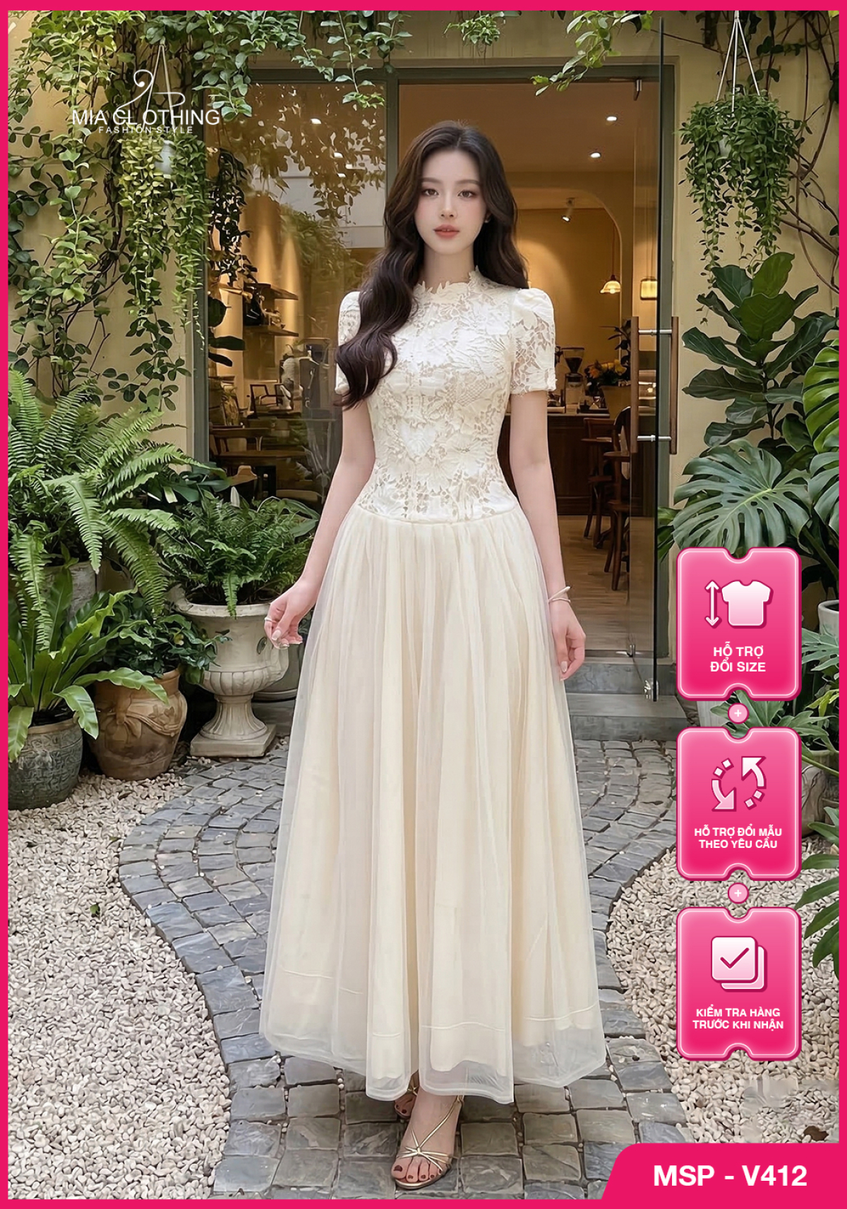 Váy ren phối lưới thiết kế cao cấp sang trọng và thanh lịch 1