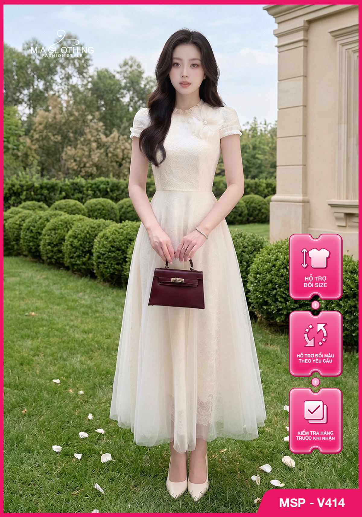 Váy ren hạt phối lưới thiết kế dự tiệc cao cấp và sang trọng 1