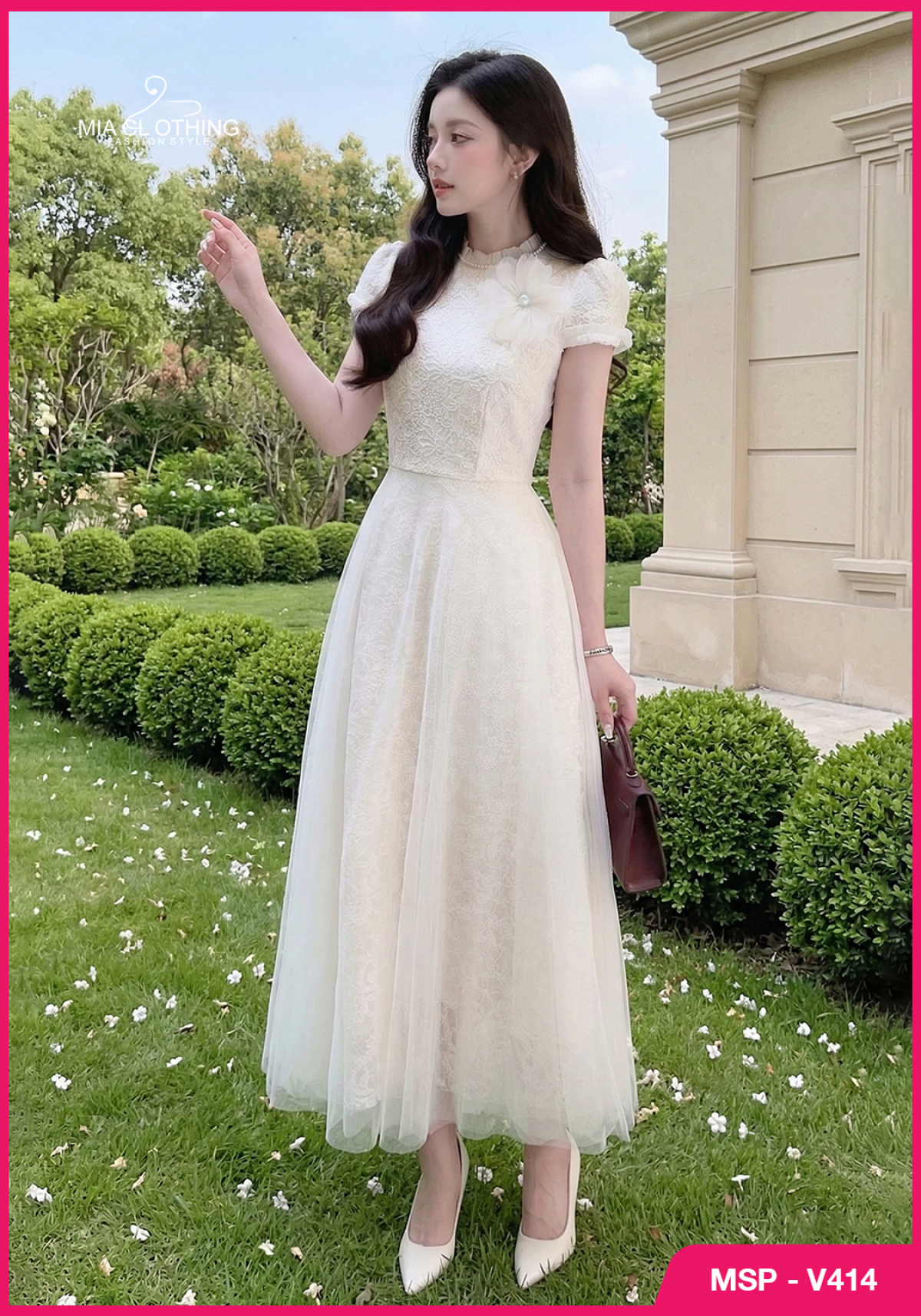 Váy ren hạt phối lưới thiết kế dự tiệc cao cấp và sang trọng 3