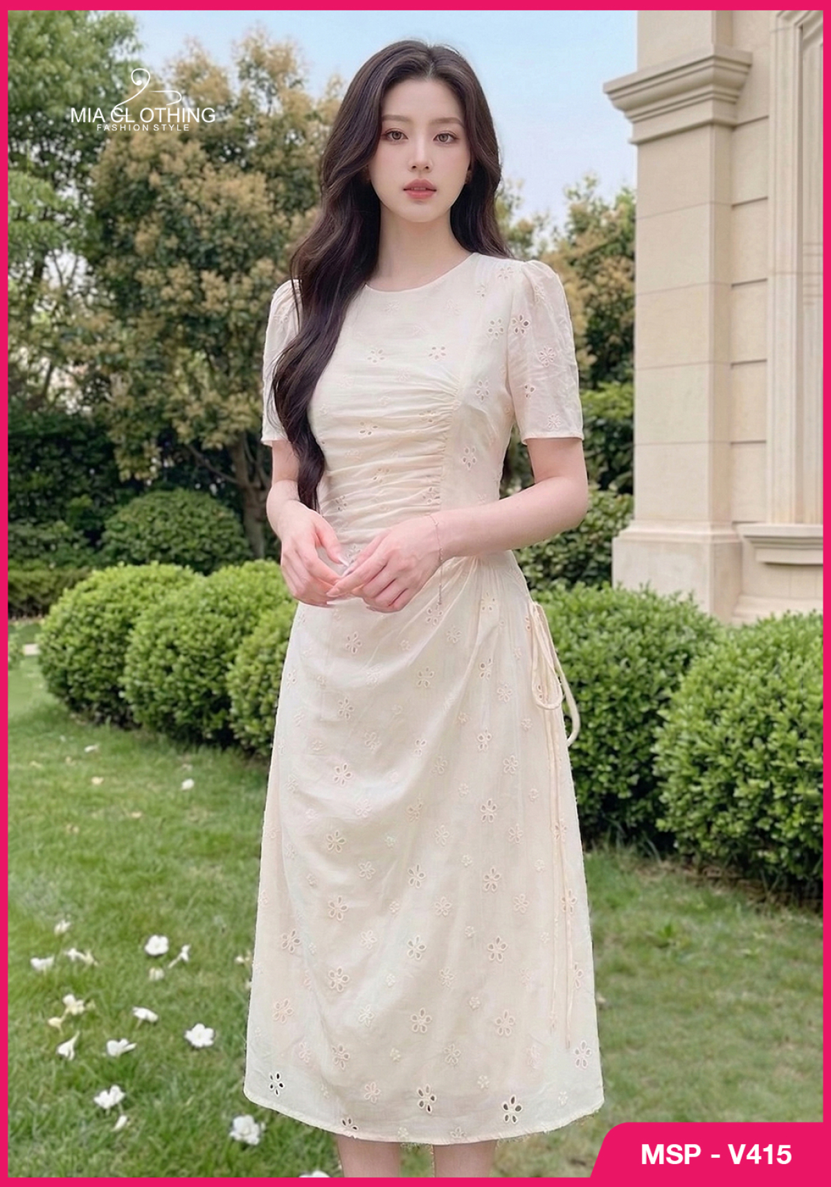 Váy boil thêu cao cấp thiết kế nhún eo nhẹ nhàng tinh tế 3