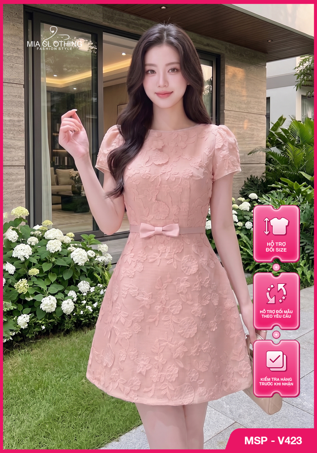 Váy ren thiết kế hoạ tiết nổi 3D tiểu thư sang trọng và thanh lịch 1