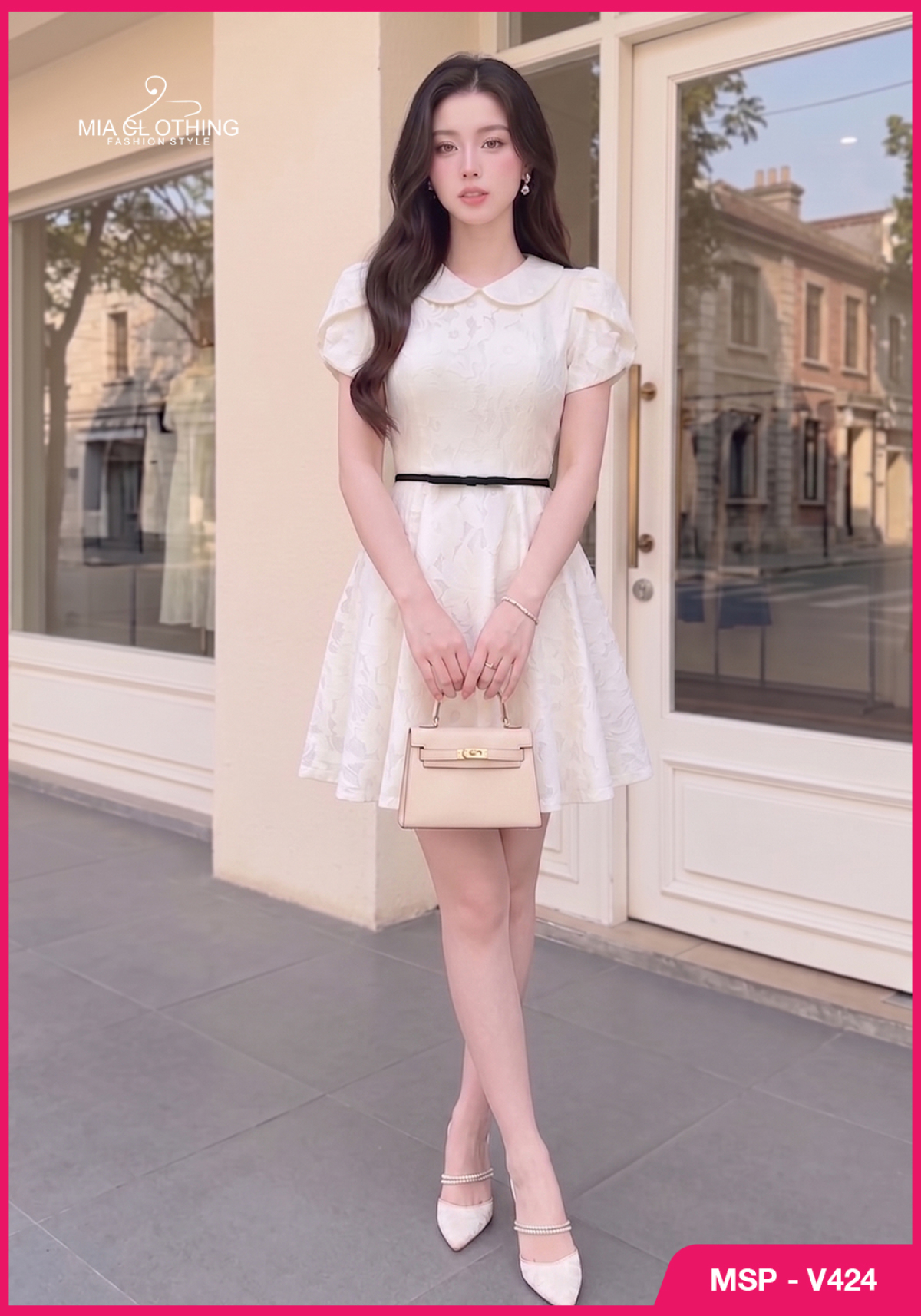 Váy ren vân chìm cao cấp thiết kế tiểu thư sang trọng và thanh lịch  3