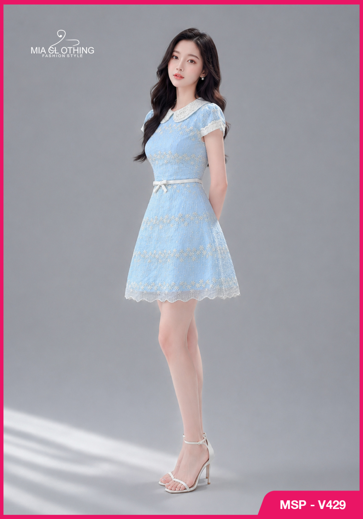 Váy boil thêu nổi thiết kế cổ ren tiểu thư sang trọng và thanh lịch 2