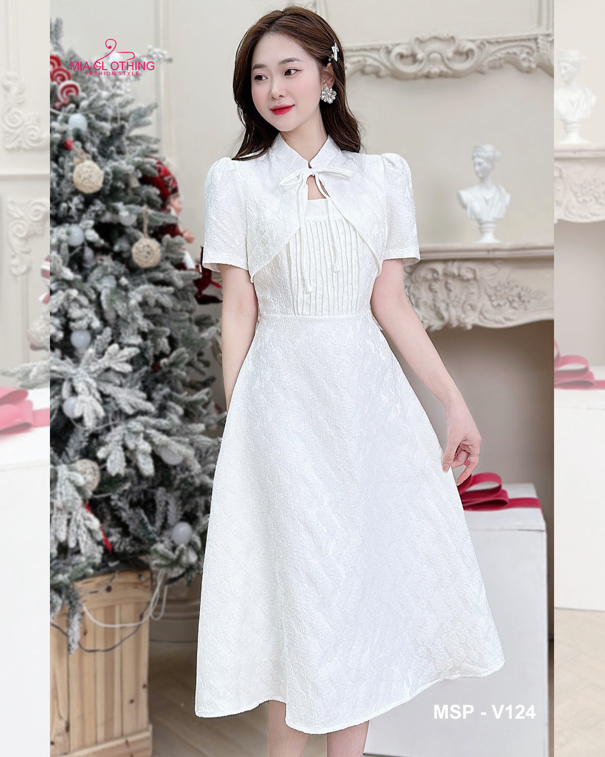 [ HẾT HÀNG ] Váy gấm xốp thiết kế, đa dụng, tiểu thư thanh lịch 4