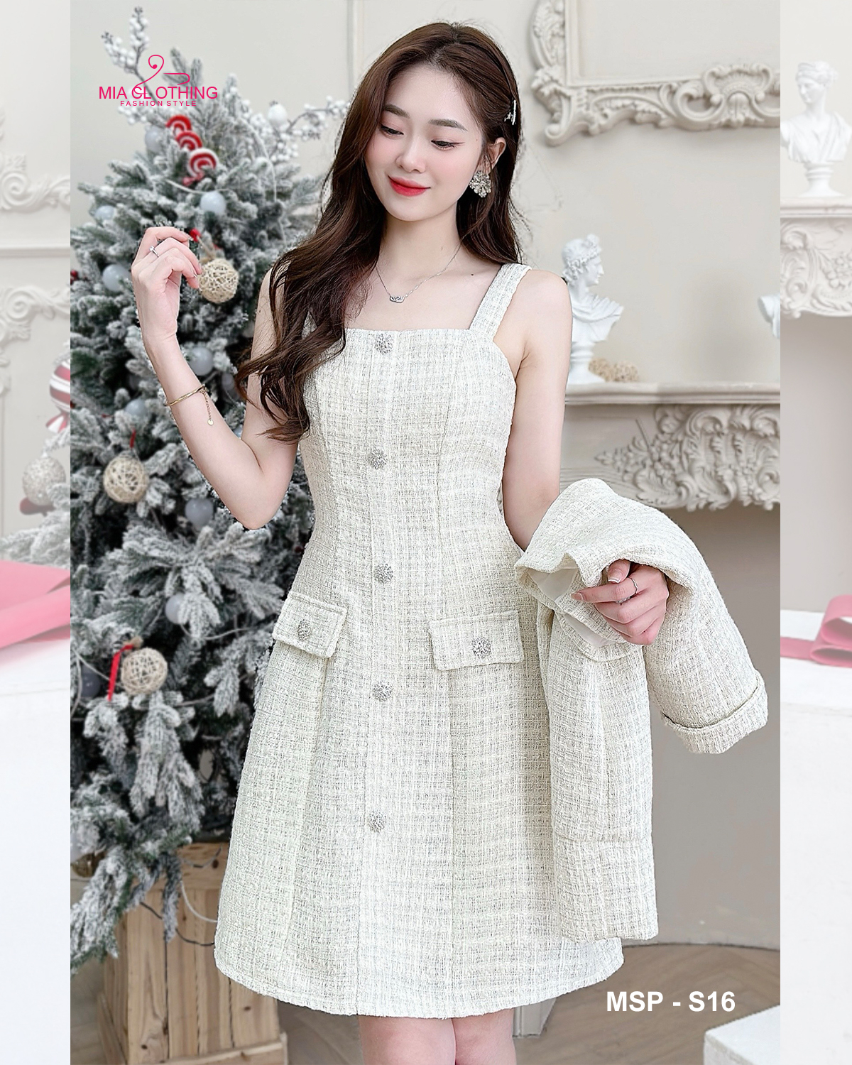 Set bộ dạ tweed thiết kế tiểu thư thanh lịch sang trọng 4