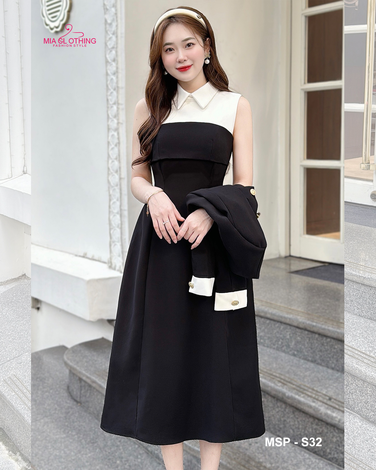 [ HẾT HÀNG ] Set áo phối váy cổ sơ mi thiết kế thanh lịch và sang trọng 4