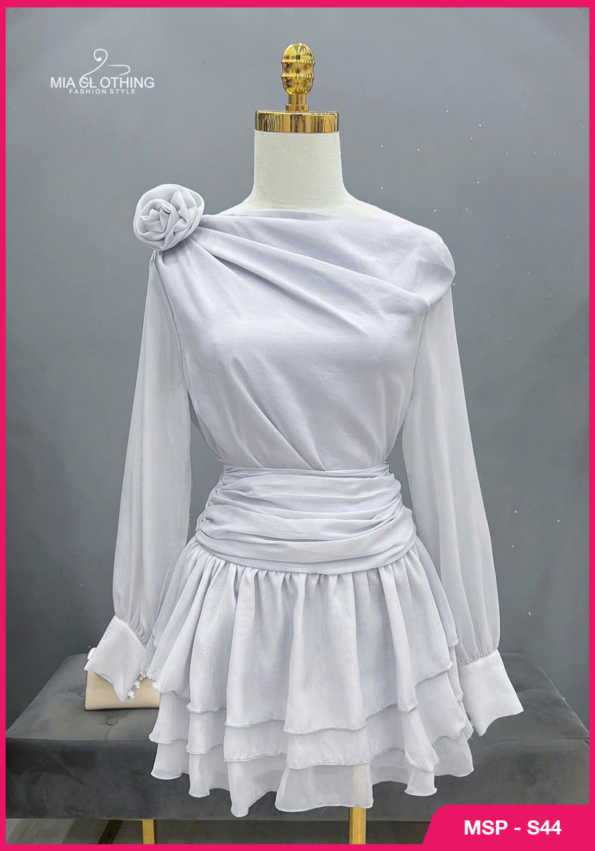 Set tơ thiết kế áo kèm chân váy tiểu thư dễ thương 5