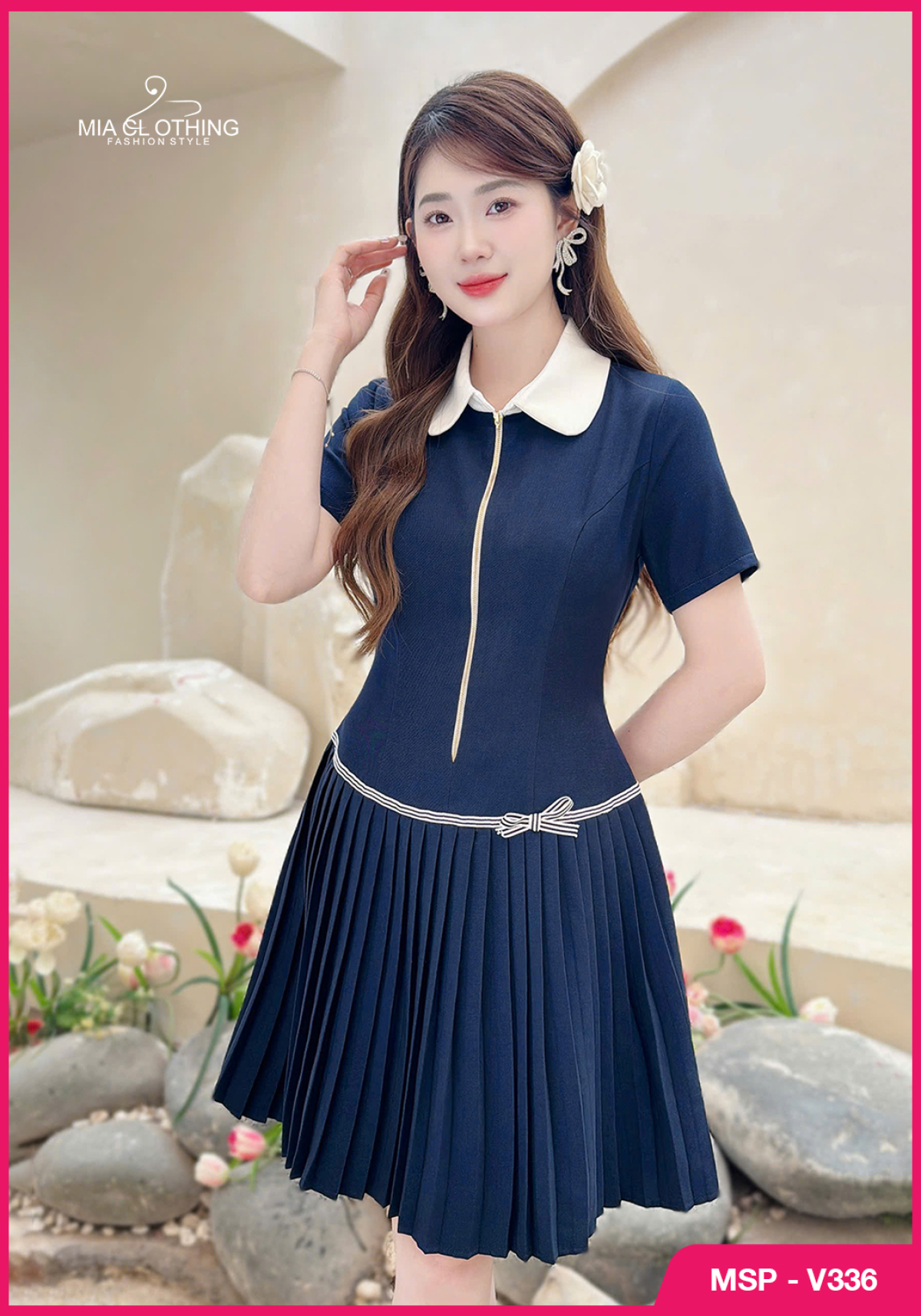 Váy chéo ý dập ly thiết kế tiểu thư thanh lịch và sang trọng 4
