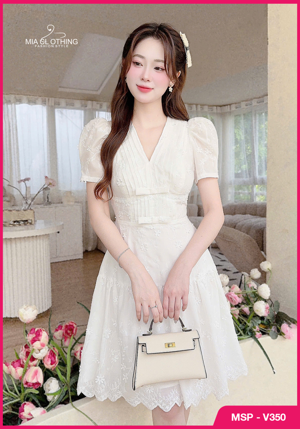 Váy boil thêu hoa nổi thiết kế cao cấp cho nàng dự tiệc 4